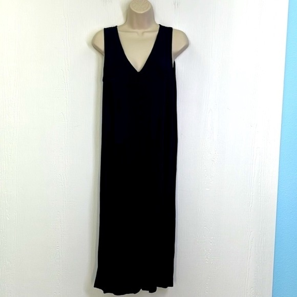 Madewell - Black Sleeveless Sleek Covered Buttons Down Front Midi Dress Size XXS - Picture 2 of 10
